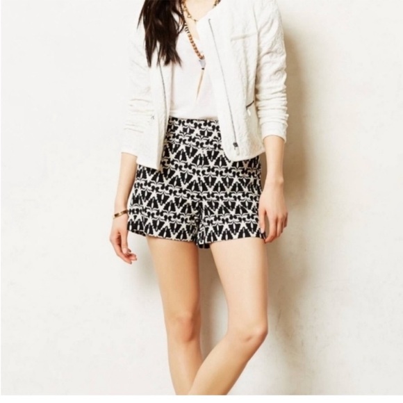 Anthropologie Cartonnier Lithograph
Black White Print High Waist Shorts Size 6 - Picture 1 of 12